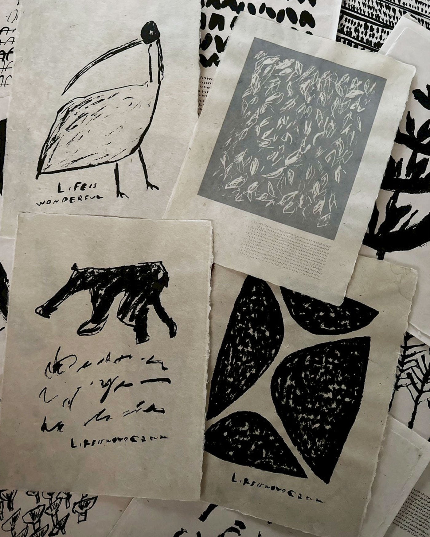 和紙絹印畫|山々