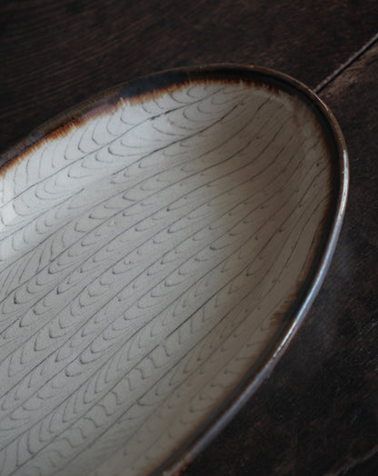 「練上」鶉手紋・橢圓大缽