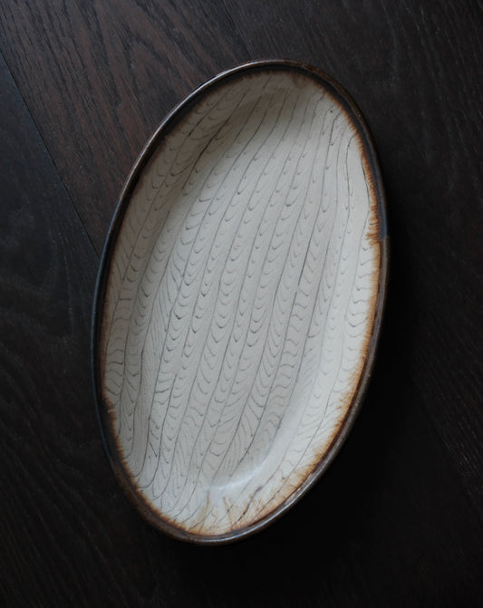 「練上」鶉手紋・橢圓大缽