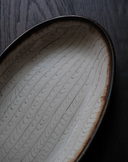 「練上」鶉手紋・橢圓大缽