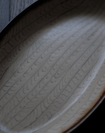 「練上」鶉手紋・橢圓大缽