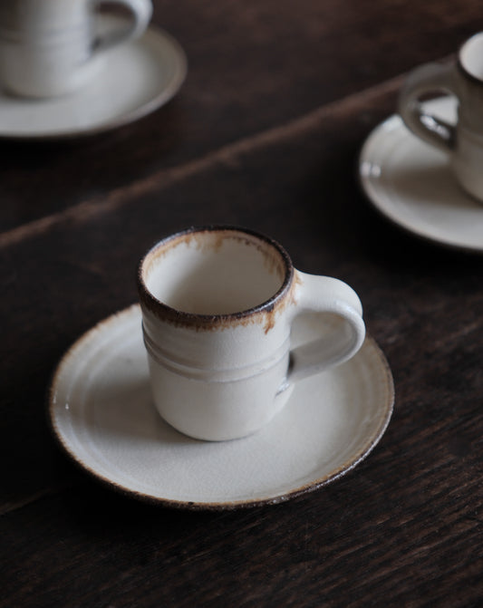 白釉土環・咖啡杯盤組