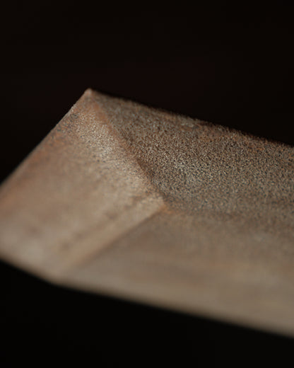 長方形角盤・灰蒔地白 / 27 cm