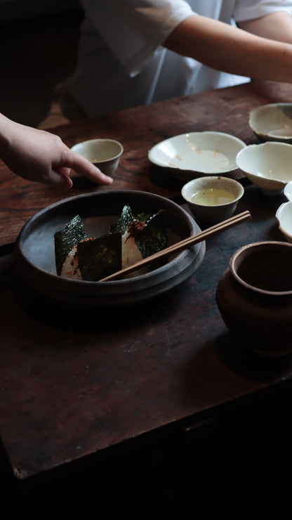 雙弦紋鉢・墨黑